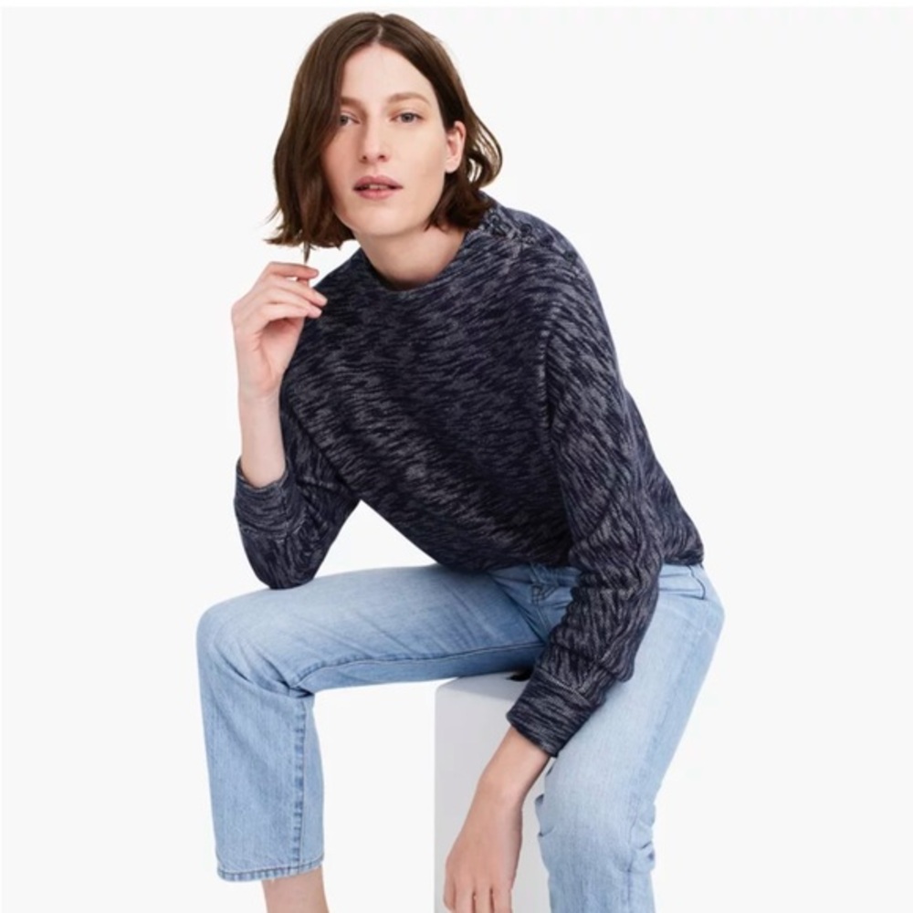 J. Crew Point Sur Dolman-Sleeve Mockneck Top in Heather Blue Sz M